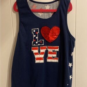 Girl shirt Blue and Red Patriotic tank Tops with Sleeveless Design